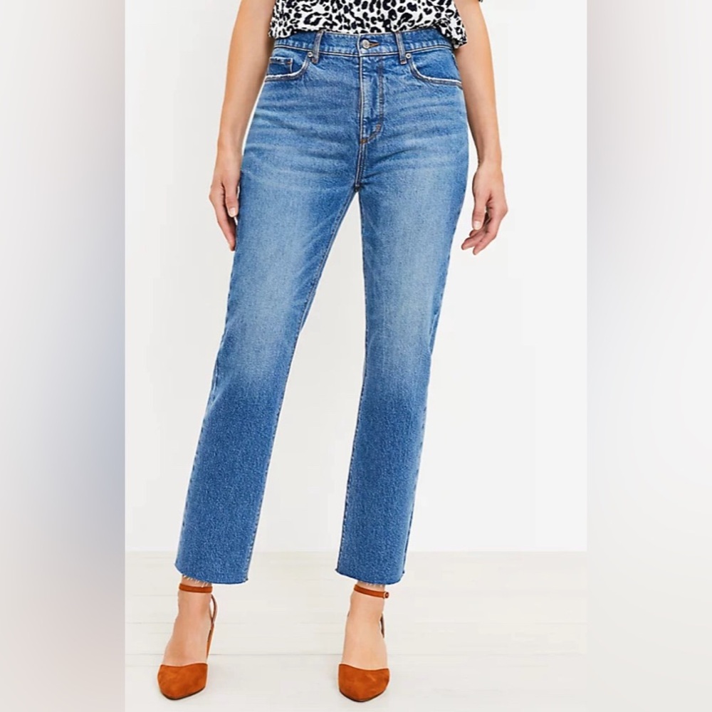 Loft Curvy High Rise Straight Crop Jeans